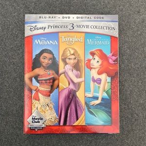 Never been opened Disney movies, Moana, Tangled and the Little Mermaid.